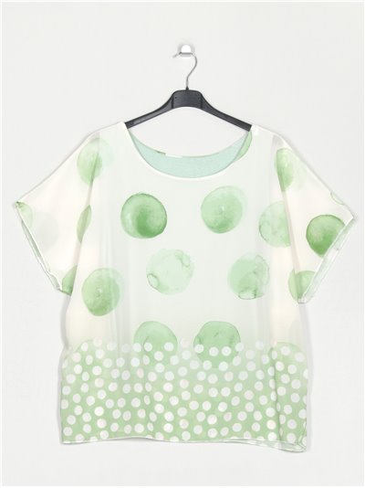 Plus size polka dot blouse verde