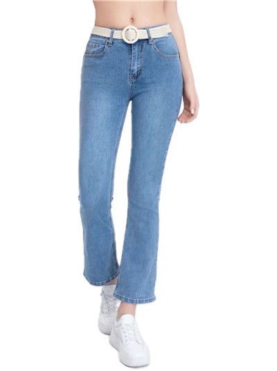 Jeans flare cinturón azul (S-XXL)