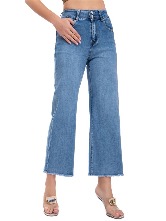 Jeans rectos tiro alto azul (XS-XL)