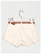 High waist belted denim shorts beis (XS-XL)