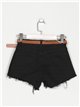 High waist belted denim shorts negro (XS-XL)