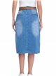 Plus size belted denim midi skirt azul (42-52)