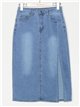 Denim midi skirt with a vent azul (36-46)