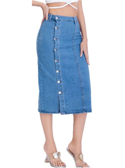 Denim midi skirt with buttons azul (XS-XL)