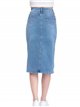 Denim midi skirt with a vent azul (36-46)