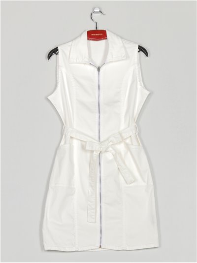 Vestido denim cremallera blanco (XS-XL)