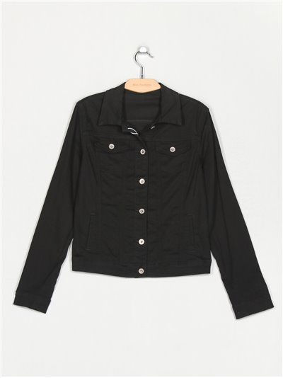Basic denim jacket negro (40-50)