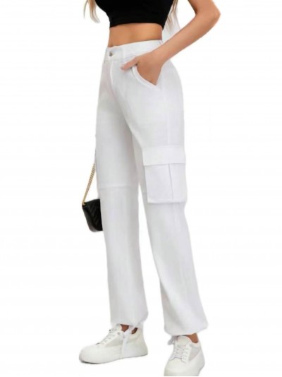 High waist straight cargo trousers blanco (XS-XL)