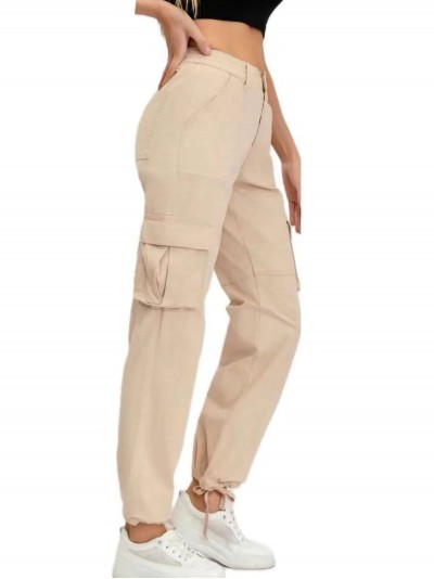 High waist straight cargo trousers beis (XS-XL)