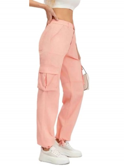 High waist straight cargo trousers coral (XS-XL)