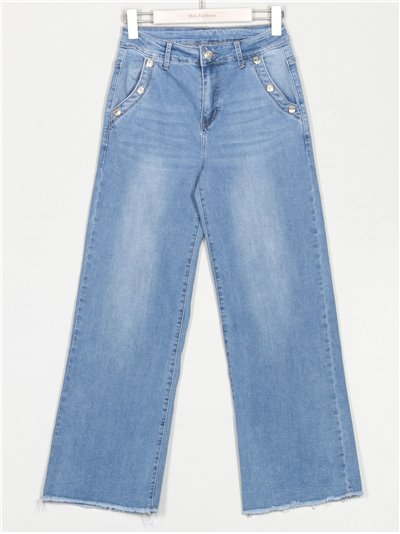 Straight jeans with buttons azul (S-XXL)
