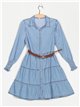 Ruffled denim dress azul (S-XXL)