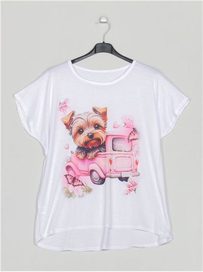 Oversized printed t-shirt coche-rosa