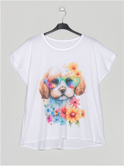 Oversized printed t-shirt perro-flores