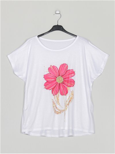 Camiseta amplia estampada flor