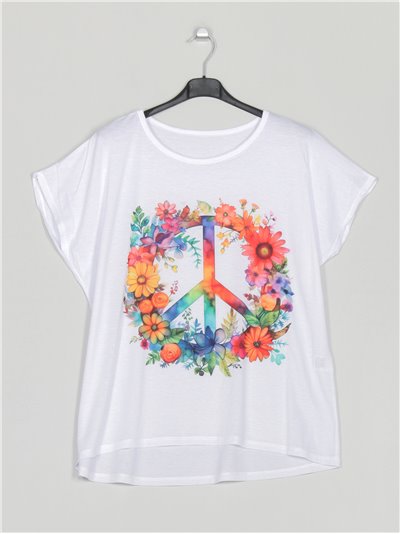 Camiseta amplia estampada peace