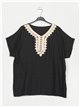 Plus size blouse with guipure negro