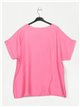 Plus size blouse with guipure fucsia