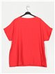 Plus size blouse with guipure rojo
