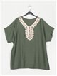 Plus size blouse with guipure verde-militar