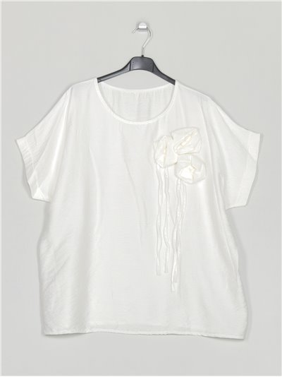 Plus size floral blouse blanco