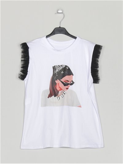 Girl t-shirt with tulle negro