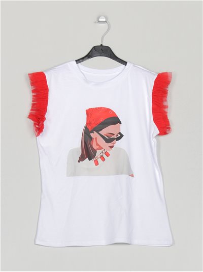 Girl t-shirt with tulle rojo