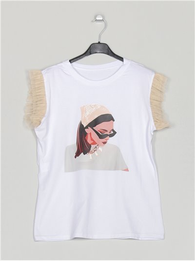 Girl t-shirt with tulle beis