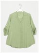 Oversized blouse with guipure verde-manzana