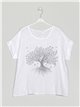 Linen effect tree blouse blanco