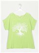 Linen effect tree blouse verde-manzana