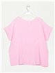 Linen effect printed blouse rosa