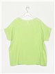 Linen effect printed blouse verde-manzana