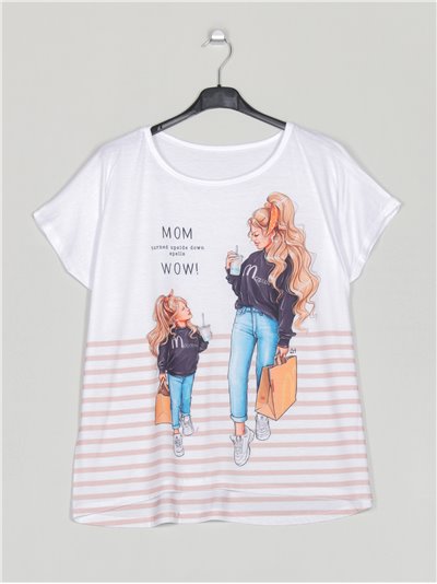 Camiseta amplia estampada mom-wow