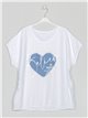 Camiseta amplia corazón blanco