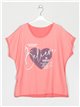 Camiseta amplia corazón coral