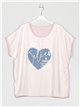 Oversized heart t-shirt rosa-claro