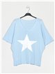 Oversized star sweater azul-claro