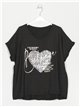 Camiseta corazón lentejuelas negro