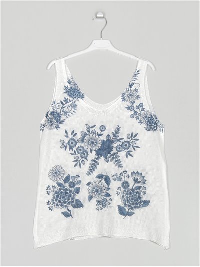 Printed knit top flores