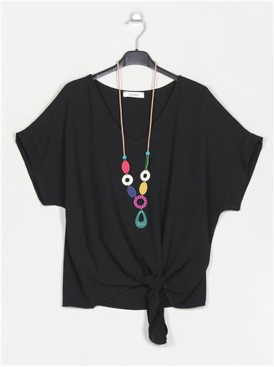 Oversized blouse with knots negro