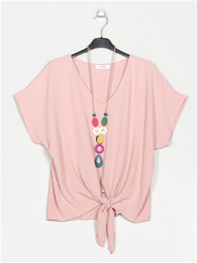 Oversized blouse with knots rosa-claro