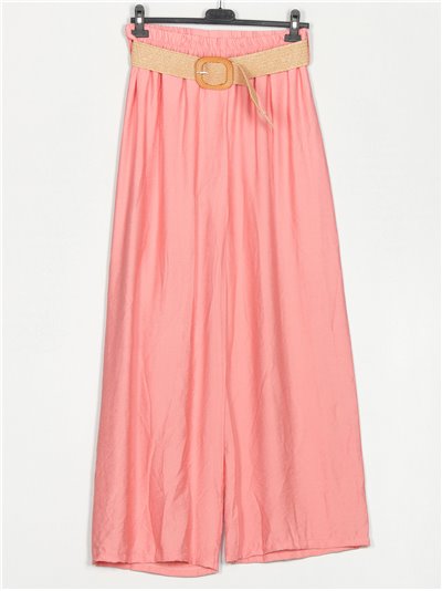 Belted palazzo trousers coral