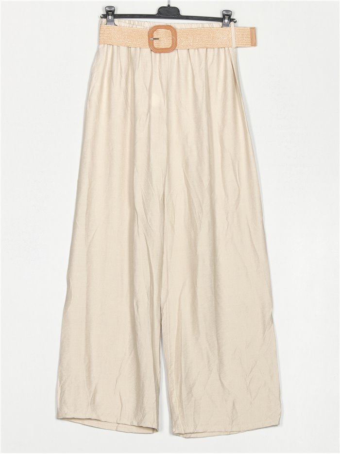 Belted palazzo trousers beis