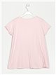 Camiseta estampada strass rosa-claro