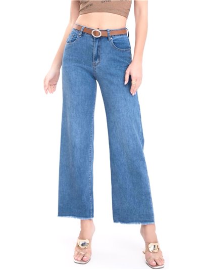 Jeans rectos cinturón azul (XS-XXL)