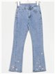 Jeans flare bordado flores azul (XS-XL)
