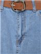 Falda denim midi cinturón azul (38-48)