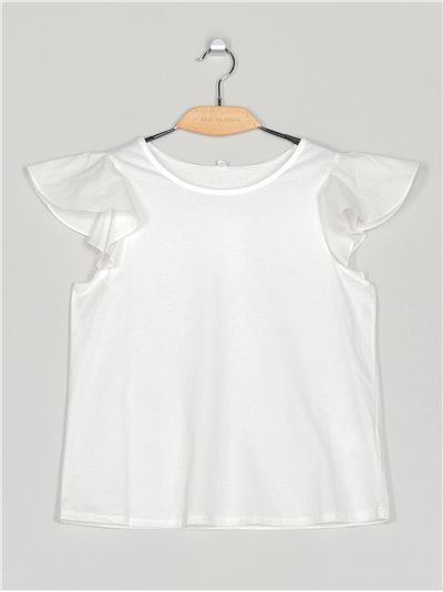 Camiseta combinada manga volantes blanco (M-L-XL-XXL)