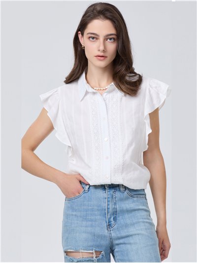 Striped shirt with lace blanco (M-L-XL-XXL)
